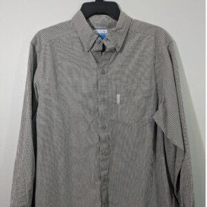 Columbia Shirt Mens M Gray Plaid Long Sleeve Pocket Outdoor